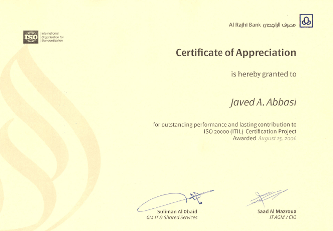 Al-Rajhi Recognition — ISO 20000