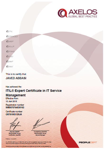 ITSM Expertise: ITIL Expert